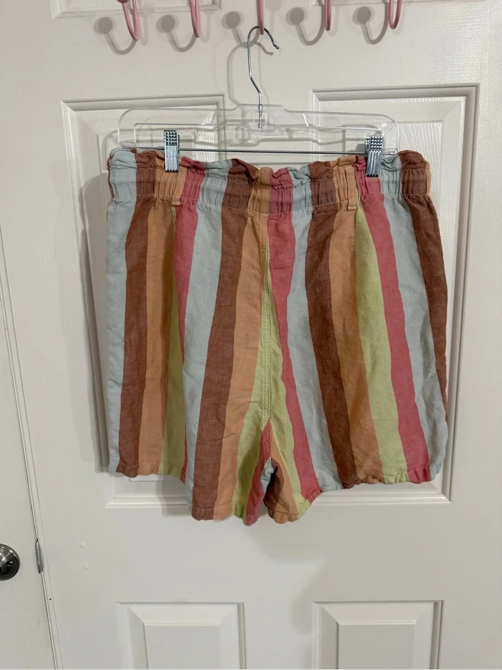 GAP Striped Drawstring Shorts in Pink, Green, Brown & Blue